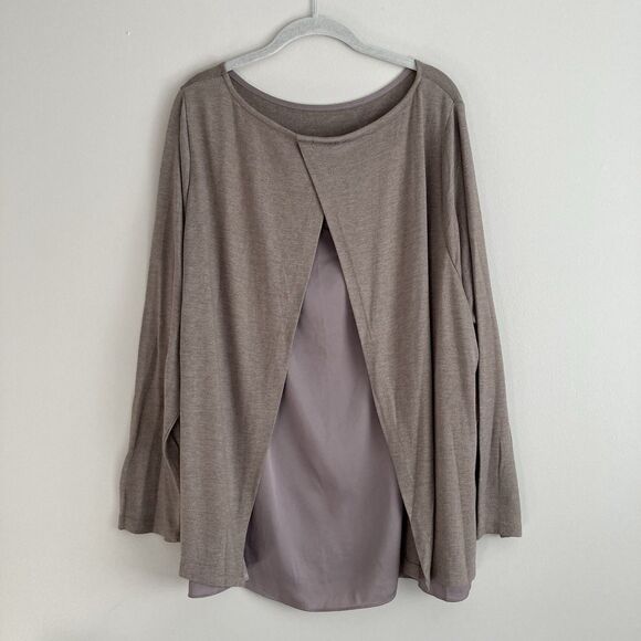 Lands End Womens Sweater Blouse Split Back Size 3X Beige Soft Lightweight - Picture 6 of 10